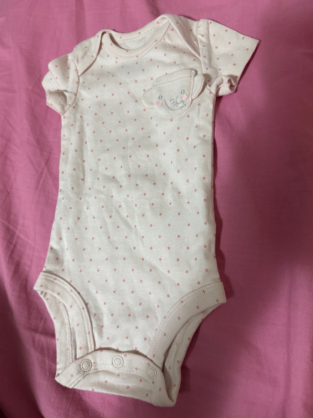 Carter's Light Pink Short-Sleeve One-Piece with Pink Dots - Newborn Size